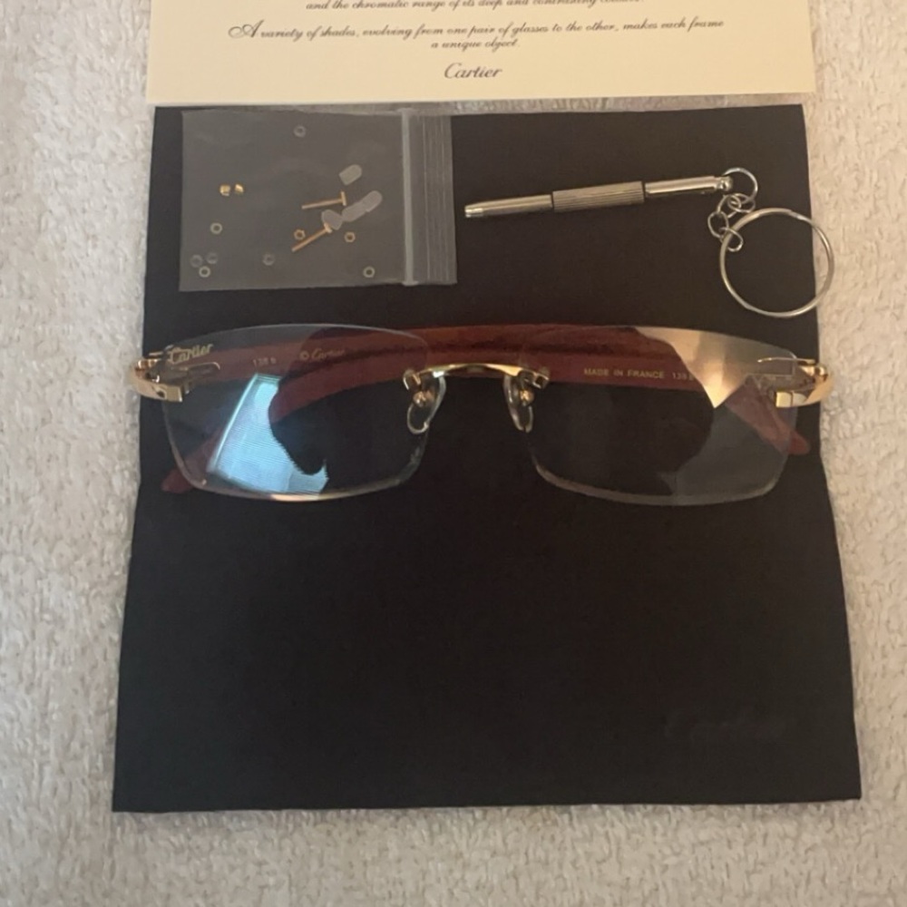 Wood frames W/Clear lens Cartier glasses